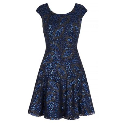 Yumi blue Skater Dress With Sequins